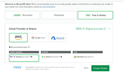 Python MongoDB Connection - Choose the cloud service